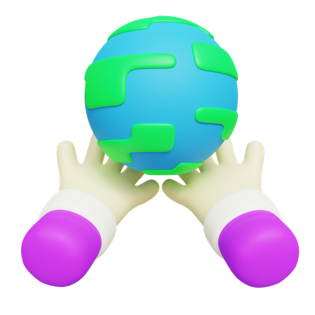 Earth On Hand  3D Icon