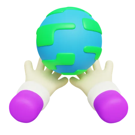 Earth On Hand  3D Icon