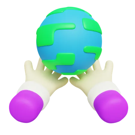 Earth On Hand 3D Icon