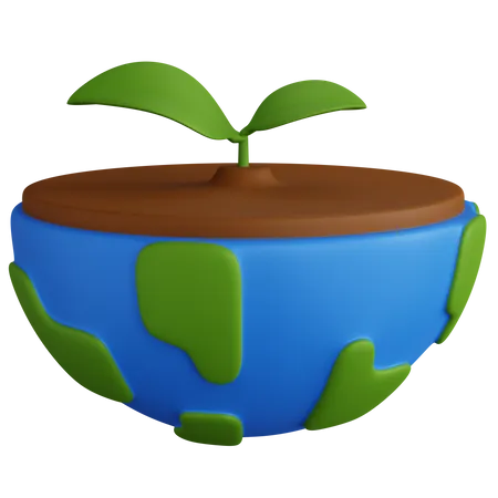 3 D Rendering Globe With Leaves Isolated 3D Icon