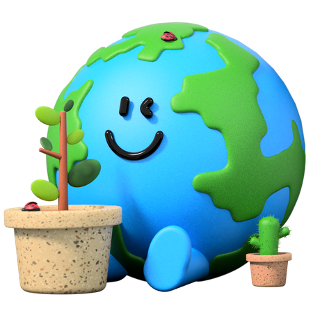 Earth Planting tree  3D Icon
