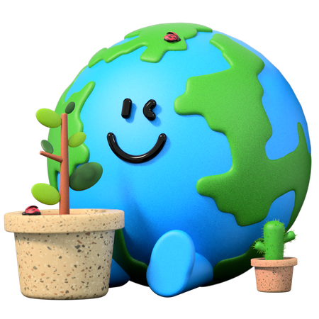 Earth Planting tree  3D Illustration