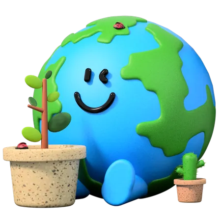 Earth Planting tree  3D Illustration