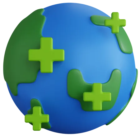3 D Rendering Globe With Plus Sign Isolated 3D Icon