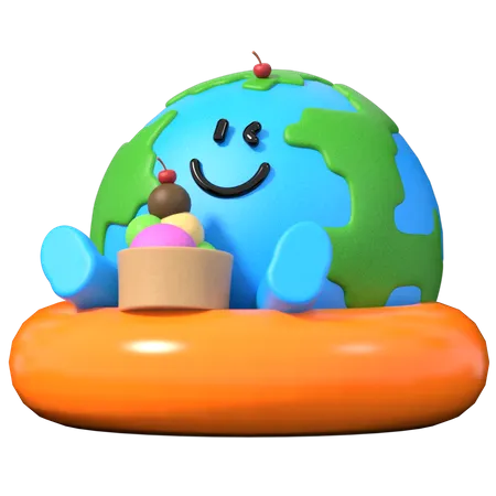 Earth Relaxing  3D Illustration