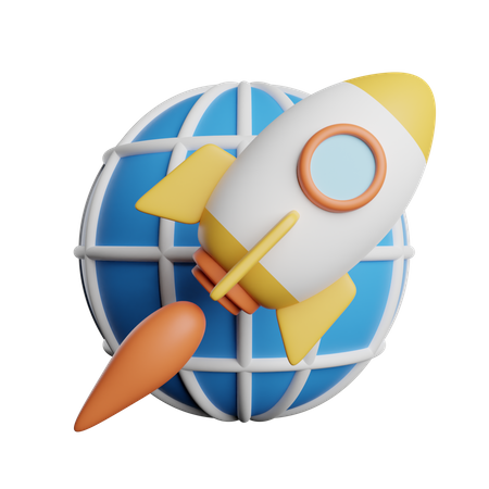 Earth Rocket  3D Icon