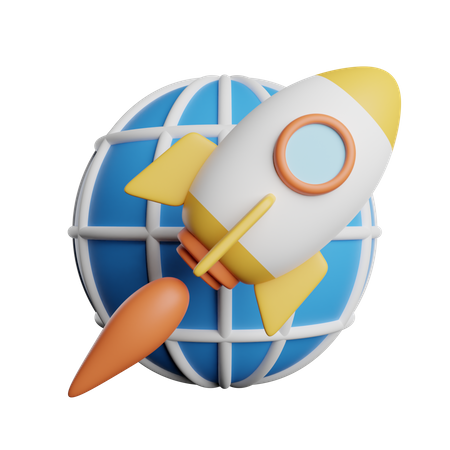 Earth Rocket  3D Icon