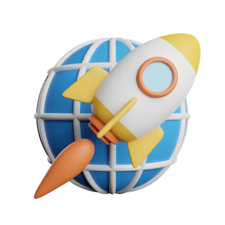 Earth Rocket  3D Icon