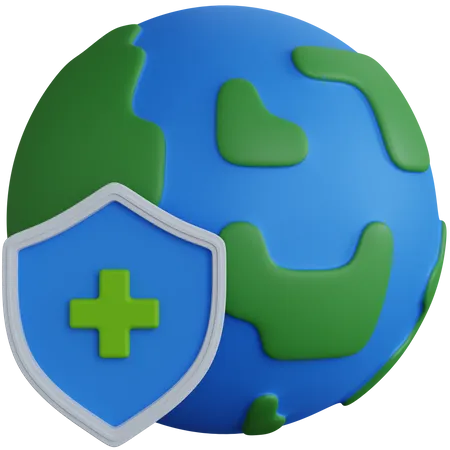 3 D Rendering Globe With Protective Shield Isolated 3D Icon