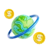 Earth Surrounded by Money Coins in a Creative Concept