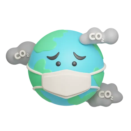 Earth Wearing Mask  3D Icon