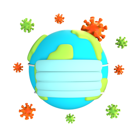 Earth Wearing Mask 3D Icon