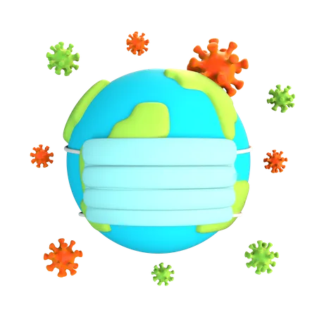 Earth Wearing Mask  3D Icon