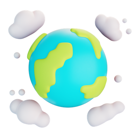 Earth With Clouds  3D Icon