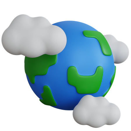 Earth With Clouds  3D Icon