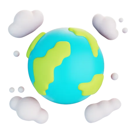 Earth With Clouds  3D Icon