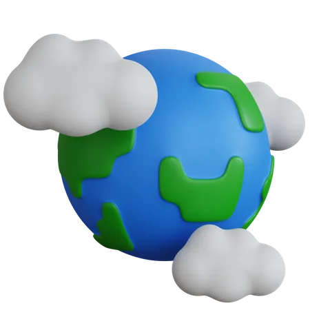 3 D Rendering Globe With Clouds Isolated 3D Icon