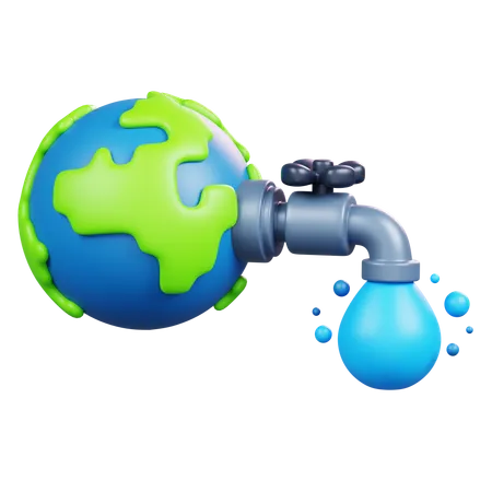 Earth With Faucet  3D Icon