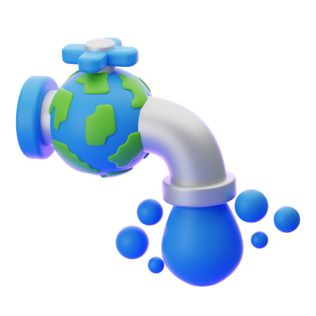 Earth With Faucet  3D Icon