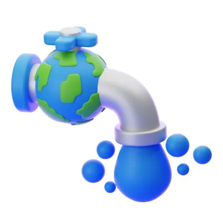 Earth With Faucet  3D Icon