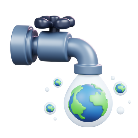 Earth With Faucet  3D Icon