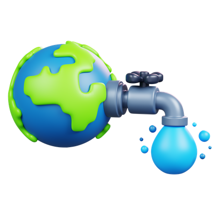 Earth With Faucet  3D Icon