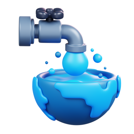 Earth With Faucet  3D Icon