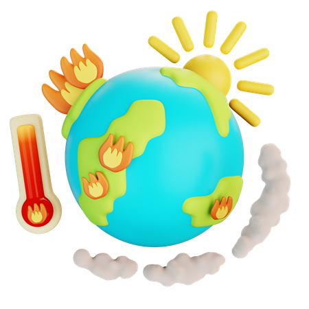 Earth With Global Warming 3D Icon