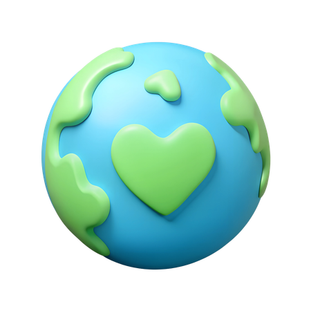 Earth with Heart Symbol  3D Icon