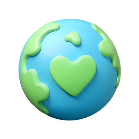 Earth with Heart Symbol  3D Icon