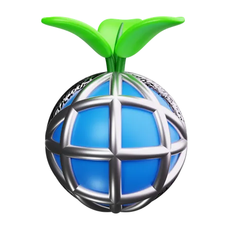 Earth With Leaves  3D Icon