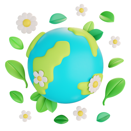 Earth With Leaves  3D Icon