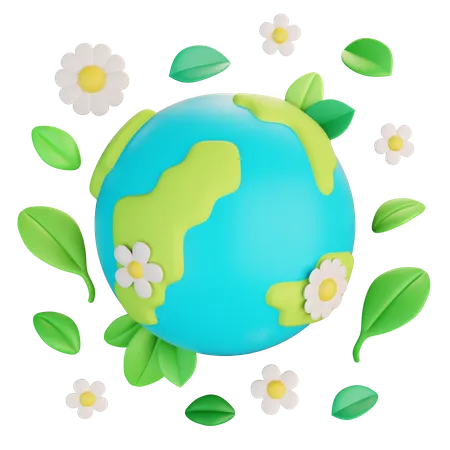 Earth With Leaves  3D Icon