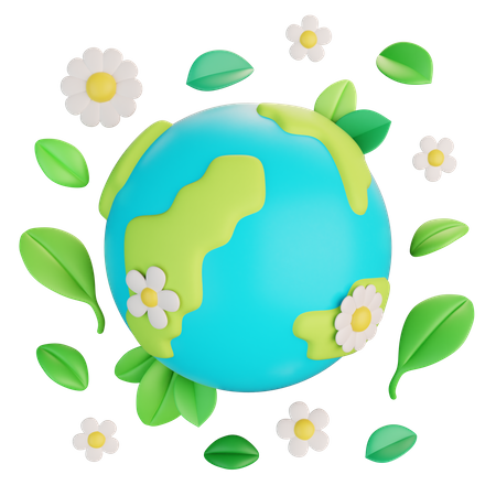 Earth With Leaves 3D Icon