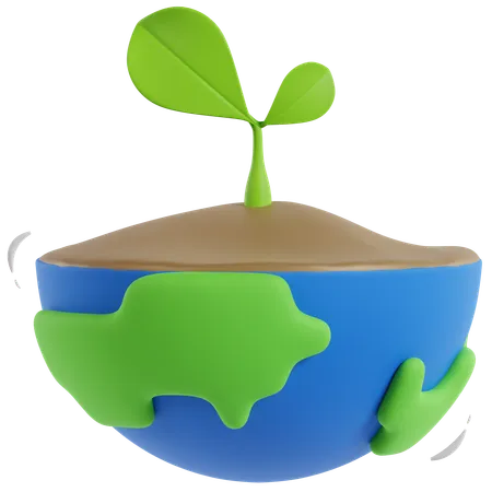 Earth With Plants  3D Icon