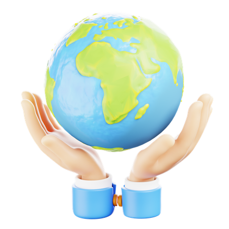 Earth with Raised Hands  3D Icon