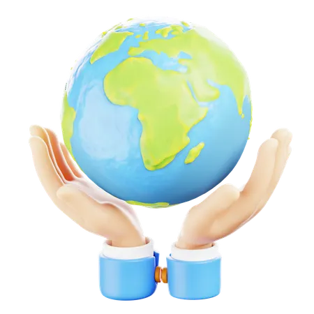 Earth with Raised Hands  3D Icon