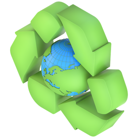 Earth with Recycling Arrows  3D Icon