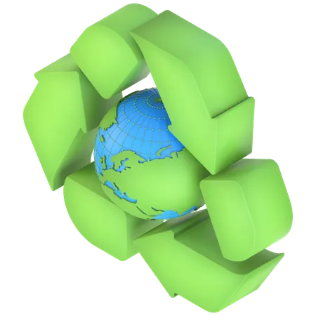 Earth with Recycling Arrows  3D Icon