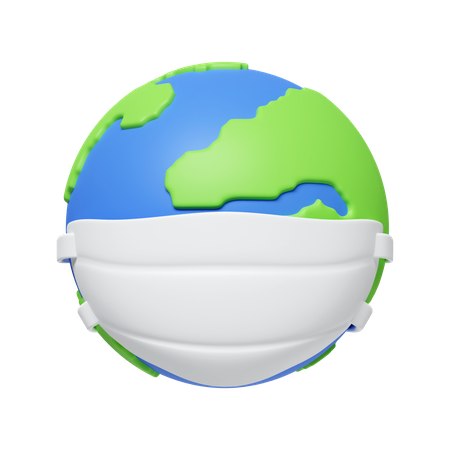 Earth With Surgical Mask  3D Icon