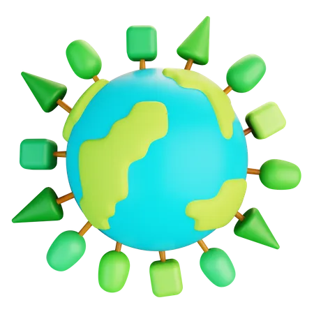 Earth With Trees 3D Icon