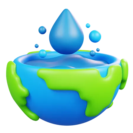 Earth With Water Drop  3D Icon