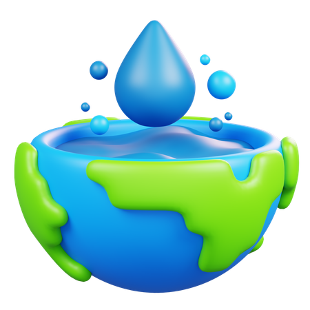 Earth With Water Drop  3D Icon