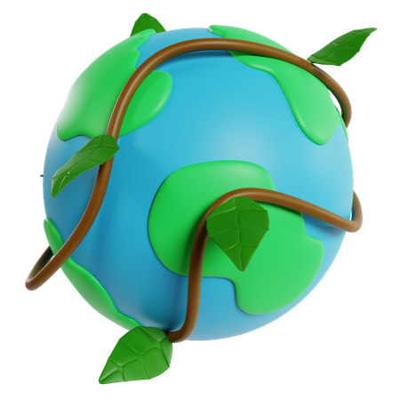 Earth Wrapped In Greenery  3D Icon