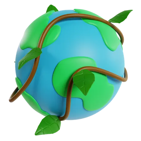 Earth Wrapped In Greenery  3D Icon