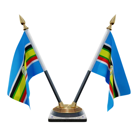 East African Community Double Desk Flag Stand 3D Illustration