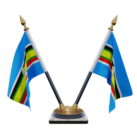 East African Community Double (V) Desk Flag Stand 3D Icon