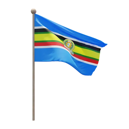 East African Community Flag Pole  3D Illustration