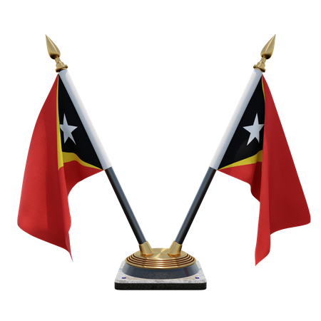 East Timor Double Desk Flag Stand  3D Flag