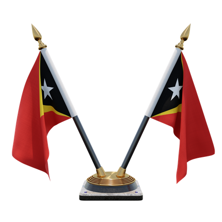East Timor Double Desk Flag Stand  3D Illustration